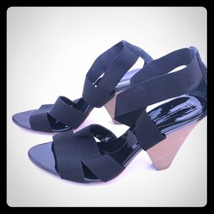 BCBG MAX AZRIA black elastic strap sandals